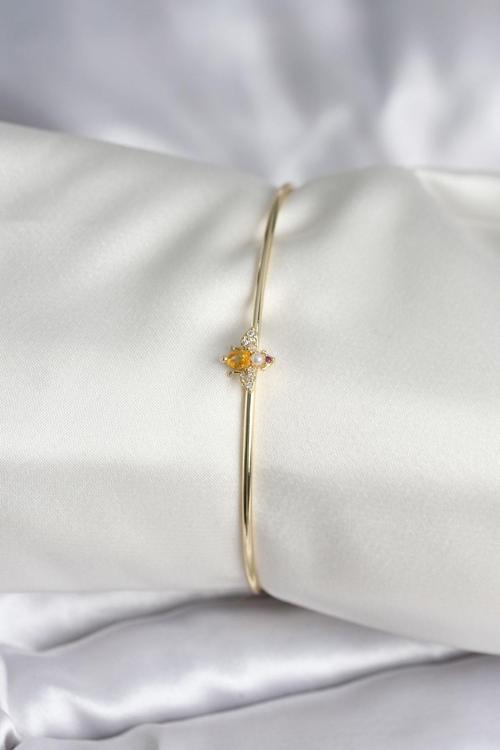 Sinek Figürlü Gold Renk Pirinç Kadın Bileklik - EBJ251004W38069