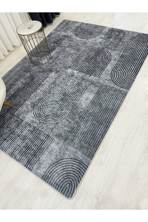 Gri Jüt Görünümlü Modern Halı