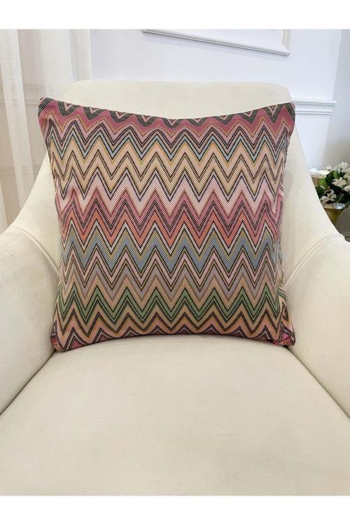 Zigzag Desen Renkli Kırlent Kılıfı 45X45