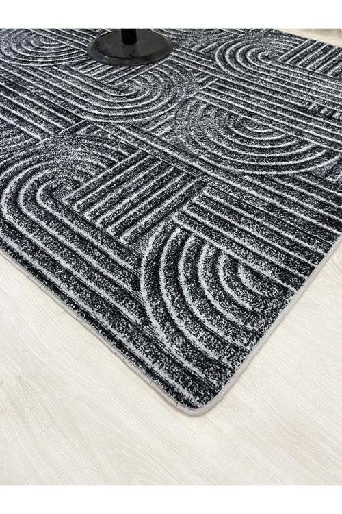 Koyu Gri Renk Kabartmalı Görünüm Lateks Deri Taban Halı