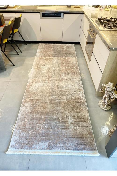 Yüksek Kalite - Kaymaz Taban Saçaklı Koridor Mutfak Salon Kesme Yolluk Halı