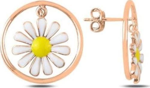 Sallantılı Mineli Papatya Bayan Gümüş Küpe 18mm