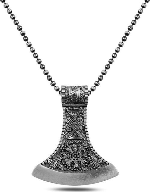 Vintage İskandinav Viking Balta Ağzı Erkek Gümüş Kolye Top