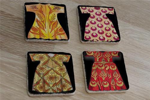 Padişah Kaftanları Doğal Taş Bardak Altlığı 4'lü set - Natural Stone Coasters
