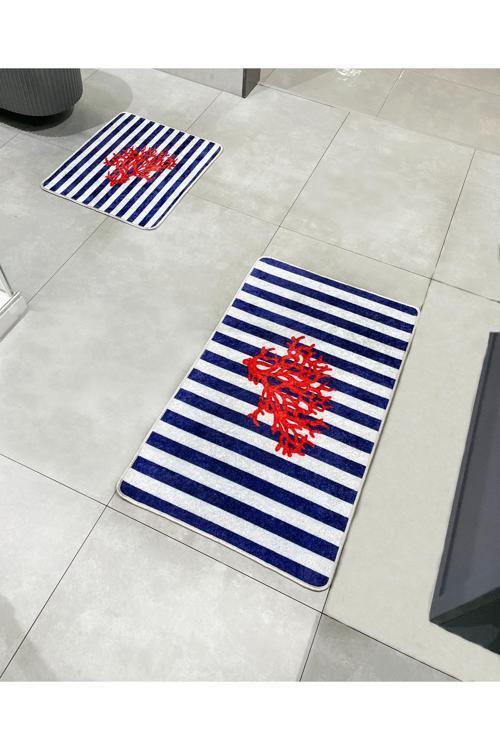 Mercan 2'Li Lateks Taban Banyo Paspas Takımı (60X100 - 60X50) Lacivert