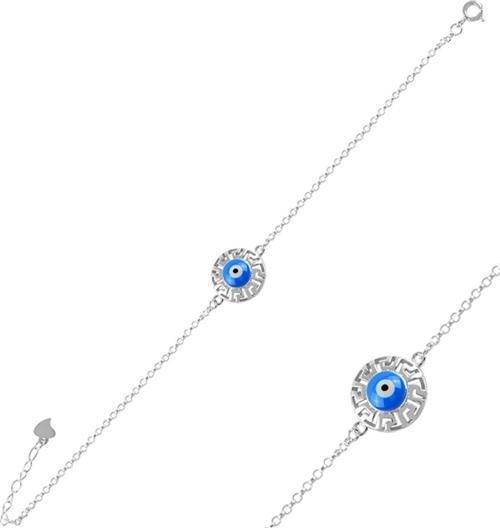 Zirkon Taşlı Mineli Nazar Göz Bayan Gümüş Bileklik