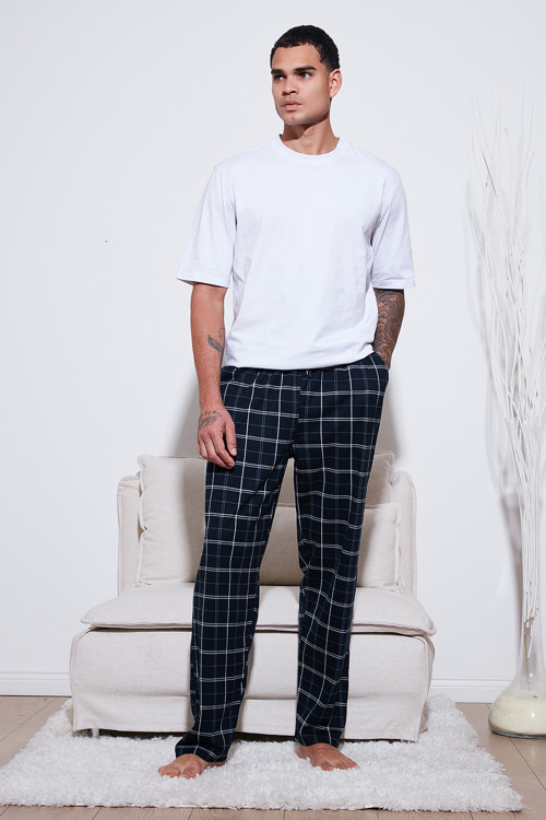 Pamuklu Regular Fit Normal Bel Düz Paça Cepli Erkek Pijama Altı 6574003 LACİVERT