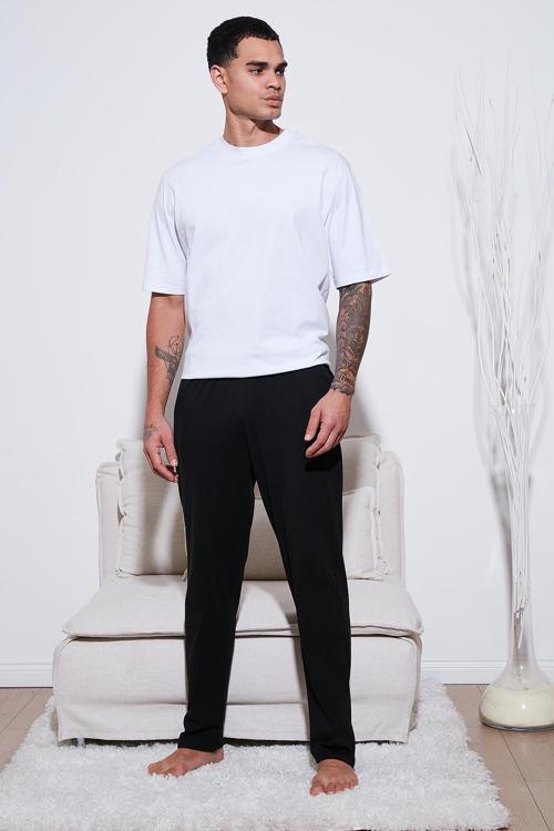 Pamuklu Regular Fit Normal Bel Düz Paça Cepli Erkek Pijama Altı 6574003 SİYAH