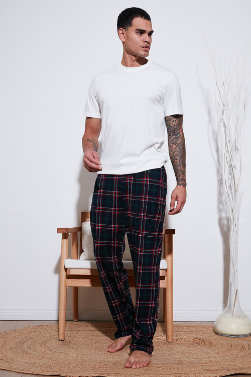 Pamuklu Regular Fit Normal Bel Düz Paça Cepli Erkek Pijama Altı 6574003 YEŞİL