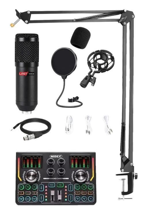 BM800 Titanium V2 Set Efektli Ses Kartı Mikrofon Stand Kayıt Canlı Yayın (PC ve Telefon)