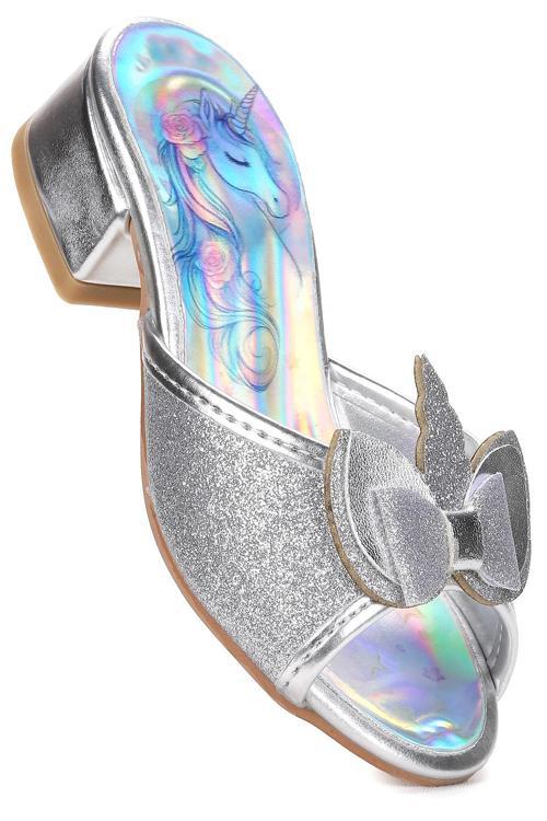  Unicorn Kız Çocuk Topuklu Simli Abiye Terlik