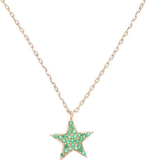 925 Ayar Gümüş Rose Gold Taşlı Yıldız Bayan Kolye