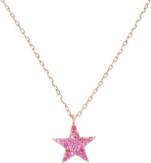 925 Ayar Gümüş Rose Gold Taşlı Yıldız Bayan Kolye