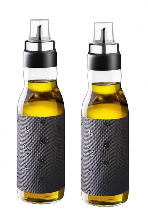 Deri Kılıflı Cam Yağlık 2'Li