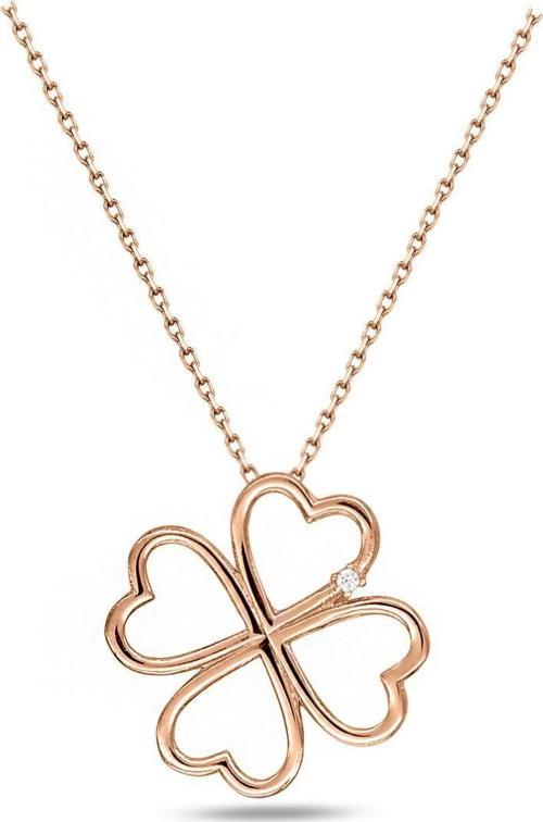 Dört Kalpli Yonca Bayan Gümüş Kolye Büyük Boy