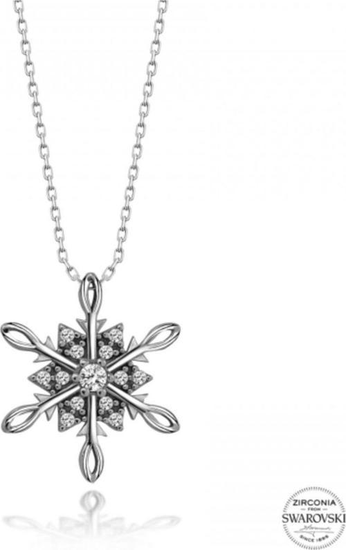 Gümüş Swarovski Zirconia Taşlı Kar Tanesi Bayan Kolye