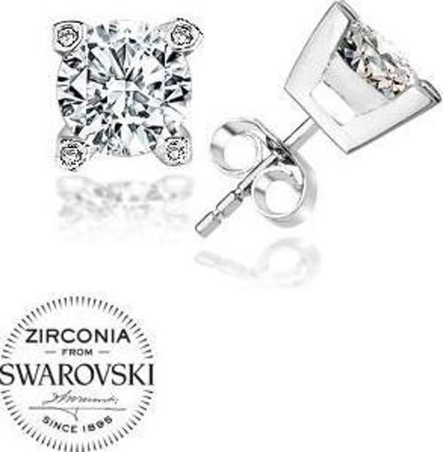 Gümüş Swarovski Zirconia Taşlı Tektaş Bayan Gümüş Küpe