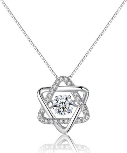 Gümüş Titrek Swarovski Taşlı Üçgen Yıldız Bayan Kolye