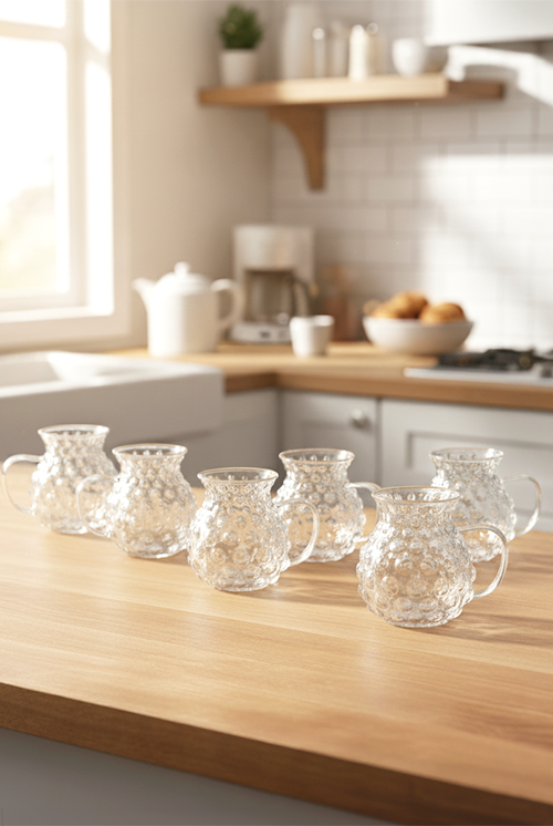 Bubble Kulplu 6'lı Cam Bardak