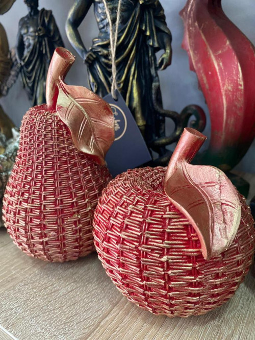 Dekoratif 2'li elma armut biblo polyester