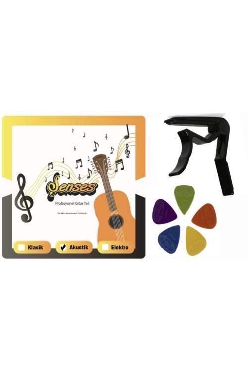 Akustik Gitar Tel Seti 0,10 + Metal Kapo - Pena 5 Adet
