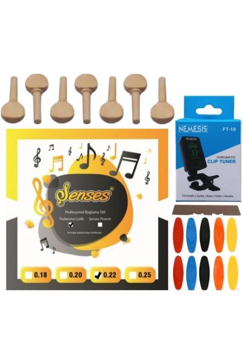 0.22 Divan Bağlama Teli Akort Cihazı + Akgürgen Burgu + Tezene + Eşik 5'Li Set