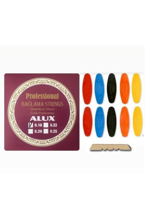 0.18 Paslanmaz Çelik Kısa Sap Bağlama Takım Teli + Profesyonel Numaralı Tezene Seti + Eşik