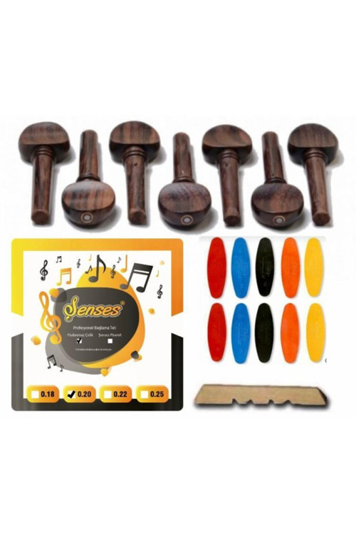 Nokta Sedefli Pelesenk Bağlama Burgu + 0.20 Uzun Sap Tel + Tezene Seti - Eşik