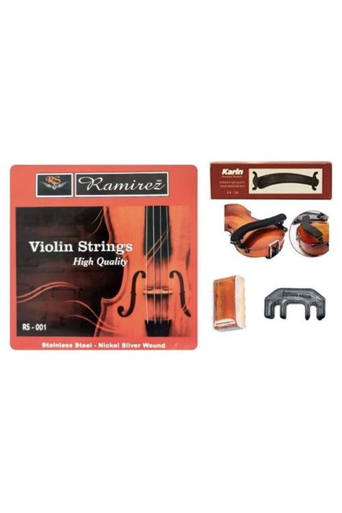 Müzik Ramirez Keman Tel Seti + Karin Keman Yastığı + Susturucu Ve Profesyonel Reçine