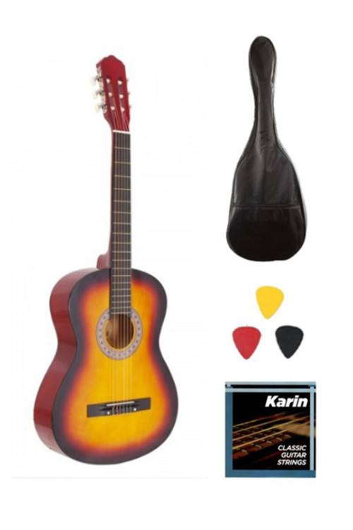 Mcg-120 Sb Sunburst-Günbatımı 39 Klasik Gitar Tam Boy Gitar Seti Kılıf+Tel+Pena