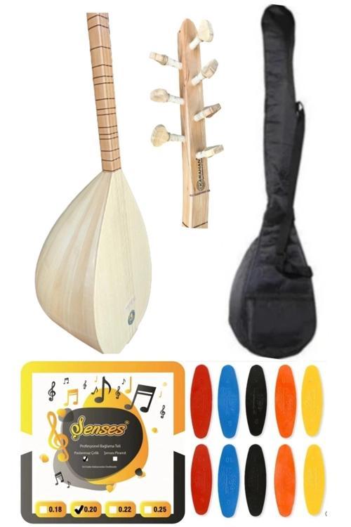 38 Tekne Ihlamur Ağacı Karahan Uzun Sap Bağlama - Kılıf - Tel - Tezene 4'Lü Set