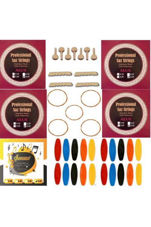 Alux 025 Divan Bağlama Takım Teli 5 Takım 5 Bambam 7 Ağaç Burgu 20 Adet Tezene 3 Eşik