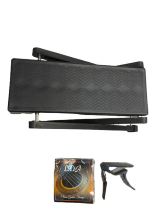 Müzik (4 Lü) Set Lilia Klasik Gitar Takım Tel + Metal Kapo+Ayarlanabilir Metal Ayaklık+3 Pena