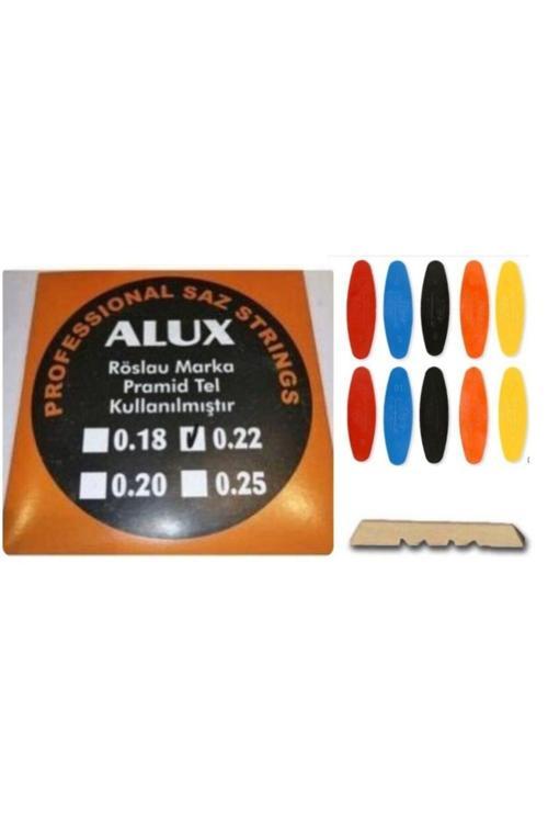 Müzik 0.22 Profesyonel Divan Bağlama Piramit Tel Seti + Adet Numaralı Tezene + Eşik