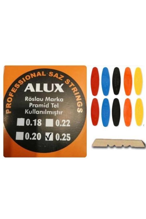 Müzik 0.25 Profesyonel Divan Bağlama Piramit Tel Seti +10 Adet Numaralı Tezene + Eşik