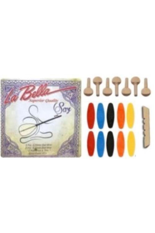 Müzik Profesyonel La Bella Uzun Sap 0.20 Bağlama Teli + 7 Adet Burgu + 10 Adet Tezene + Eşik