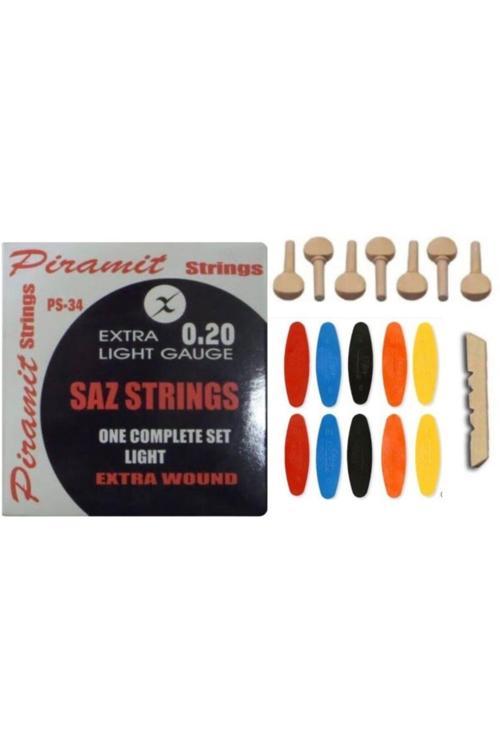 Müzik Profesyonel Piramit Uzun Sap 0.20 Bağlama Teli + 7 Adet Burgu+ 10 Adet Tezene + Eşik