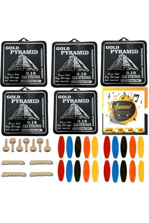 Gold 0 18 Kısa Bağlama Takım Teli 6 Takım + 7 Ağaç Burgu + 20 Adet Tezene + 4 Eşik