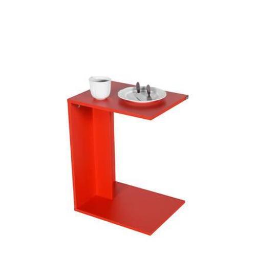 Çok Amaçlı Tekerlekli C Koltuk Sehpası-Kırmızı 35x62x45 cm (GxYxD)