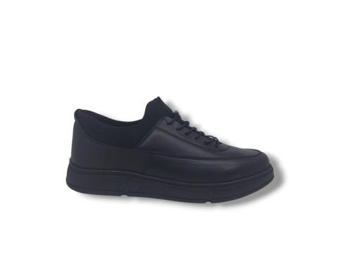 Modesa 2566 Erkek Siyah Hakiki Deri Çorap Model Kauçuk Taban Ayakkabı