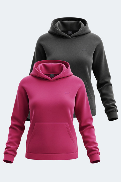 SASSA 2 li set Kadın Siyah - Fuşya Sweatshirt