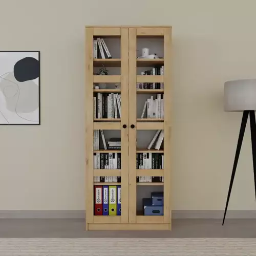Lucas Cam Kapaklı Vitrin - Büfe - Kitaplık ve Çok Amaçlı Dolap ( AYARLANABİLİR RAF ) Ceviz - Meşe