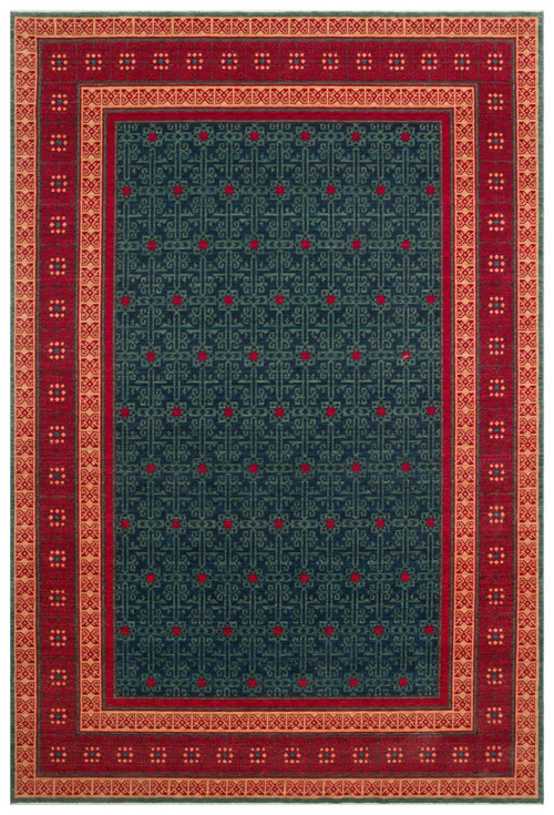 Cadis KDM 13 Navy Red Yeni Zelanda Yünü El Emeği Kara Tezgah Halısı