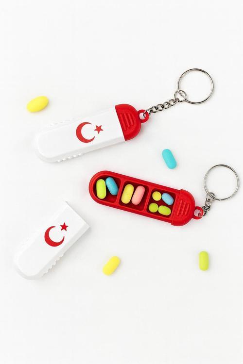 Anahtarlık İlaç Kutusu 3 Bölmeli (Mini Hap Kutusu, Taşınabilir İlaç Düzenleyici)- 1 Adet