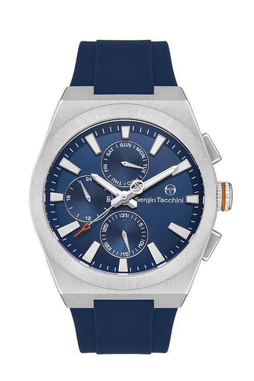 ST.1.10362.2 Tüm Fonksiyonları Aktif Silikon Kordonlu Lacivert Erkek Kol Saati