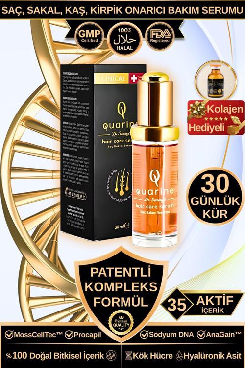 Dr. Sammy's Quarine Onarıcı Premium Saç Serumu (1 Aylık) Dökülmelere Karşı Bitkisel Kök Hücre Ekstratları, Vitamin ve Mineral Içeren %100 Saf ve Doğal Saç, Sakal, Kaş, Kirpik için Serum