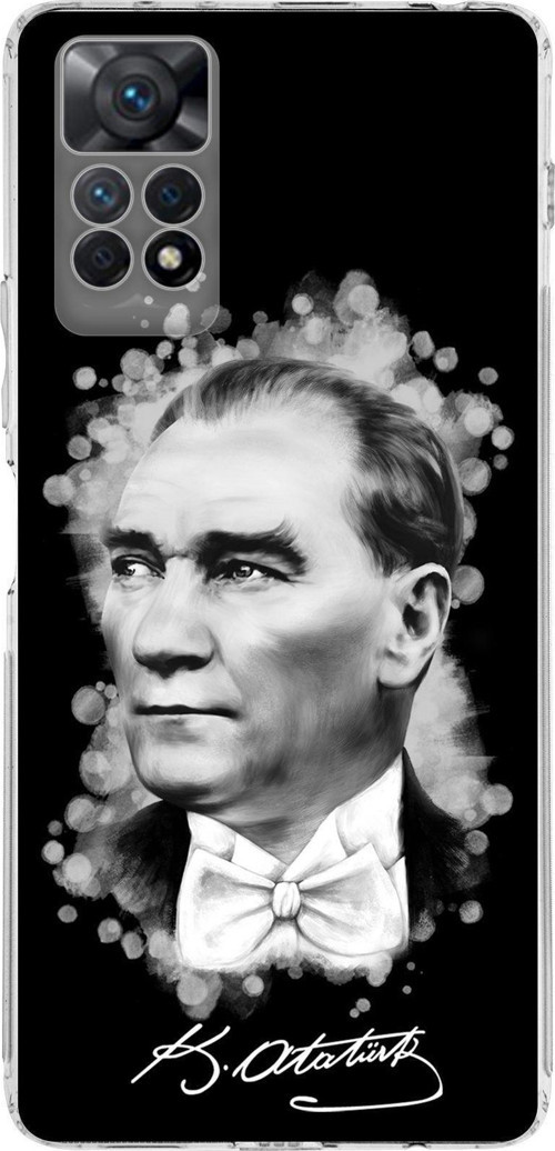 Xiaomi Redmi Note 11S Uyumlu Kapak Atatürk Tasarımlı Şeffaf Kılıf