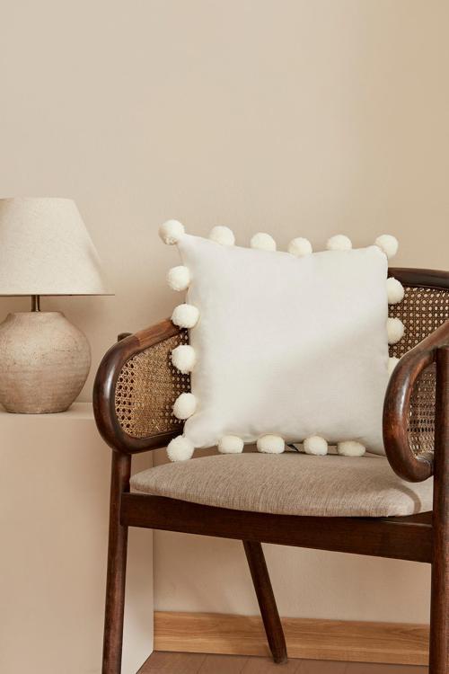 Bonte Dolgulu Kırlent Krem