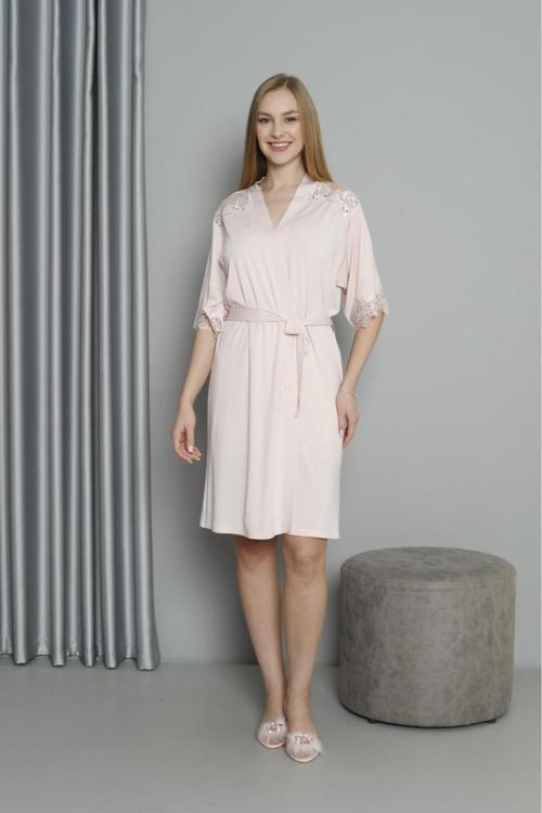 924 Brodeli 2 Li Penye Gecelik Sabahlık Takım