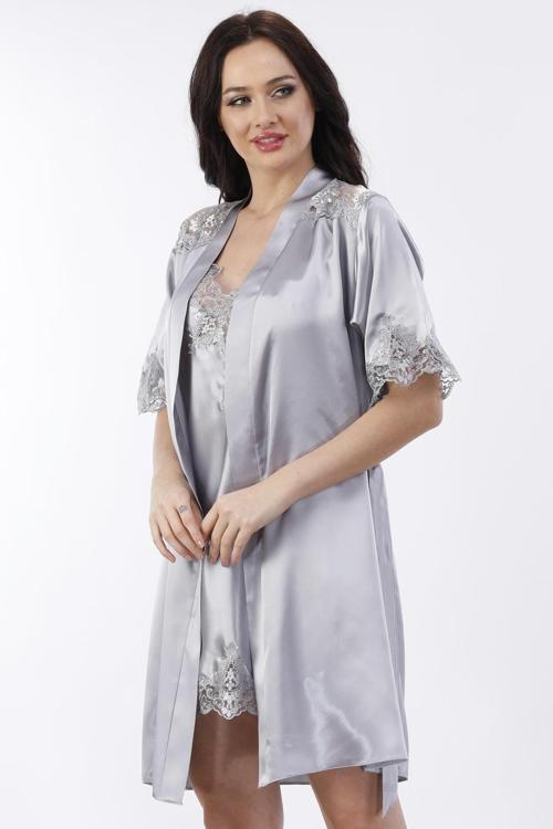 240 Yüksek Kaliteli Saten Dantel Gecelik Ve Sabahlık Takım